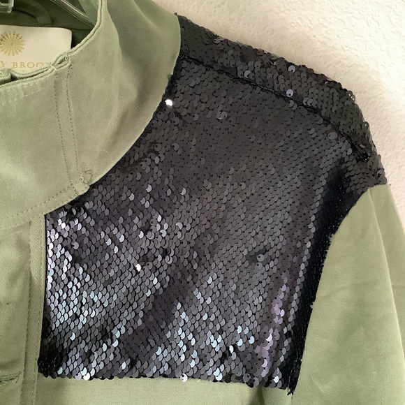 RAMY BROOK Sequin Utility Jacket Celia Grunge Streetwear Oversized Army Green S - Picture 4 of 16